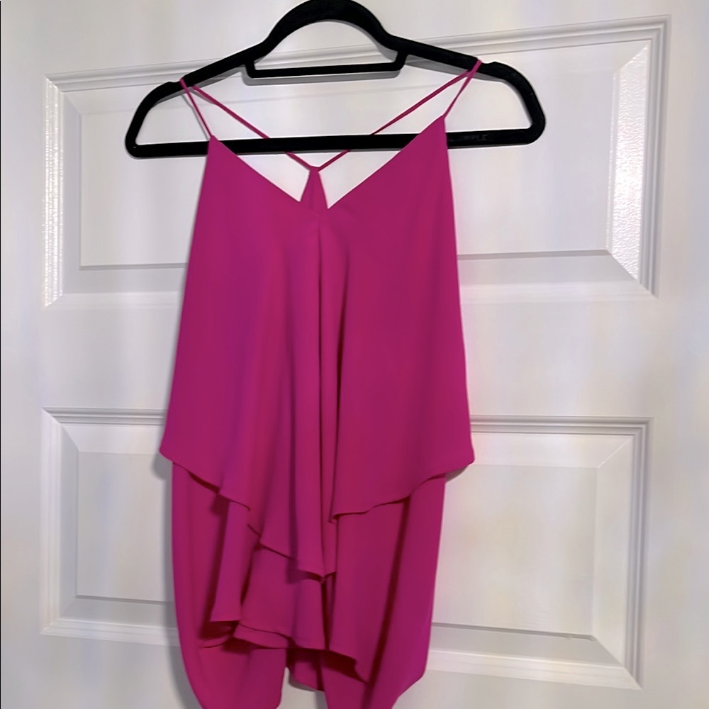 Express Pink Layered Spaghetti Strap Top with Semi-Open Back